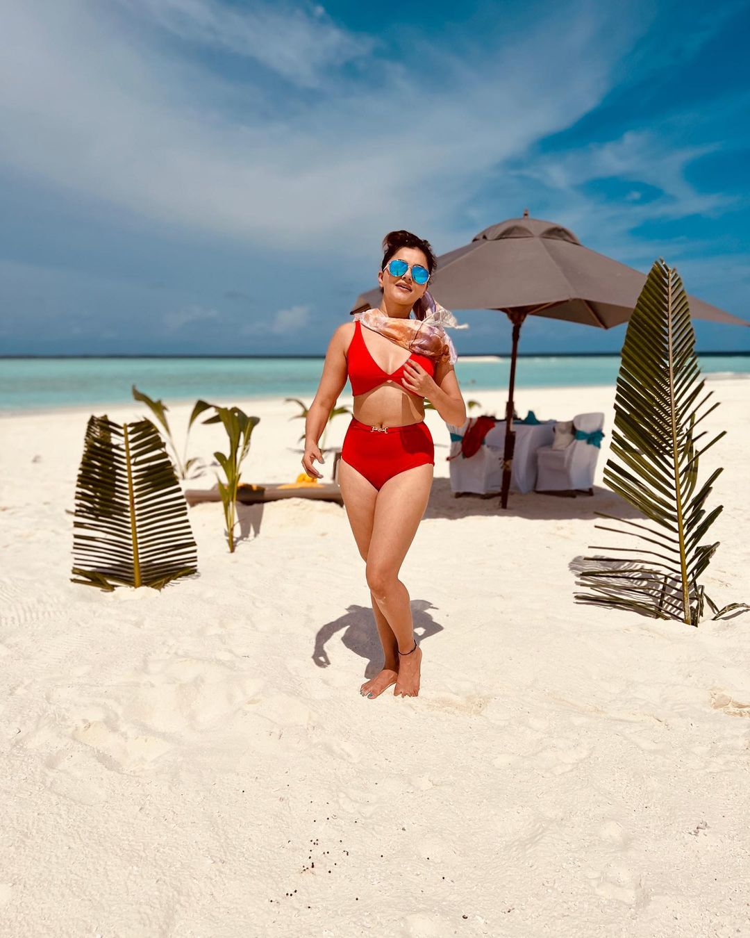 Rubina Dilaik looks scorching hot in the red bikini