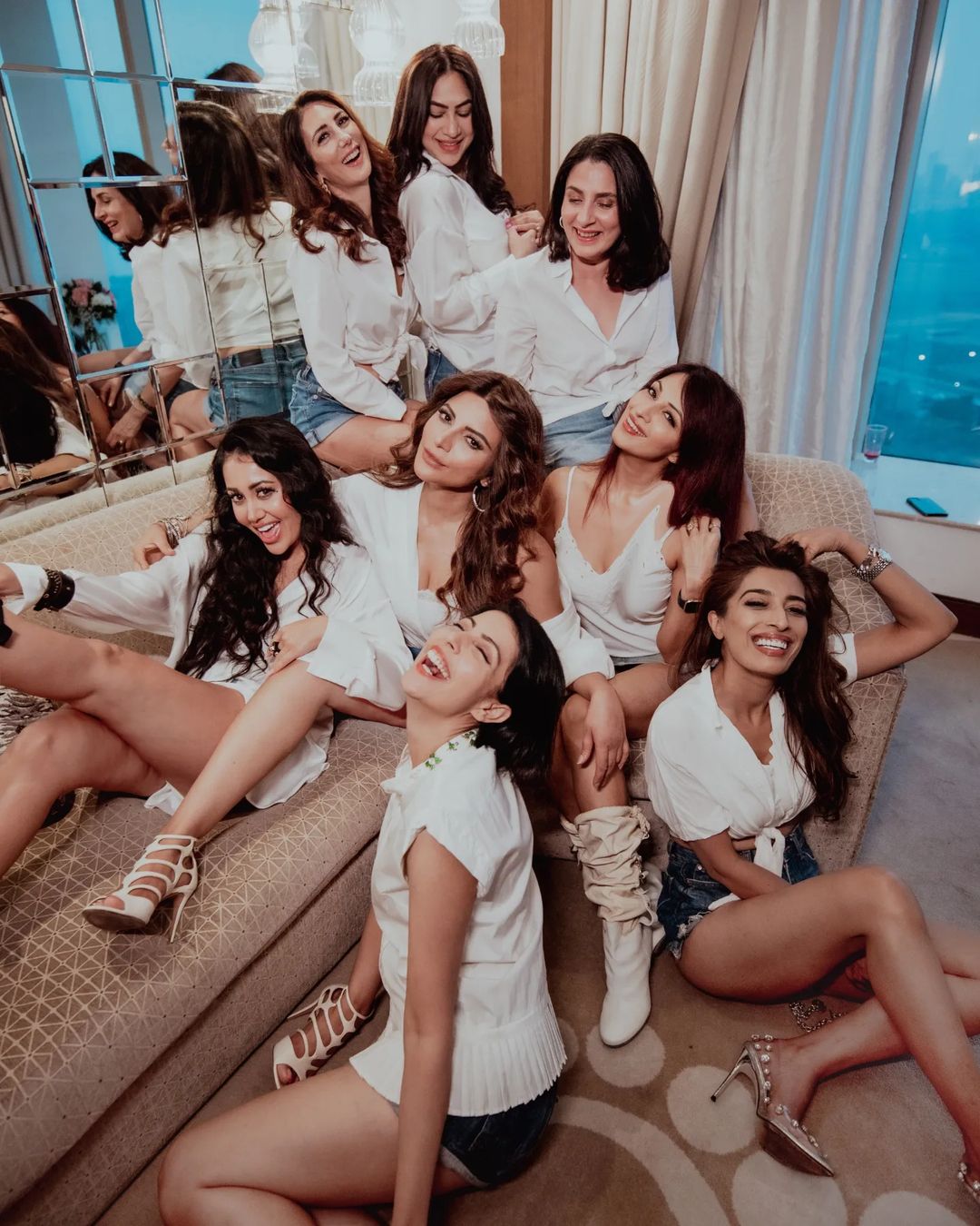 Shama Sikander poses with her friends at her hen's party