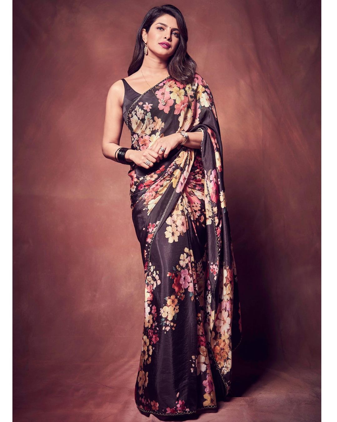 Priyanka Chopra looks spring ready in the floral-printed saree