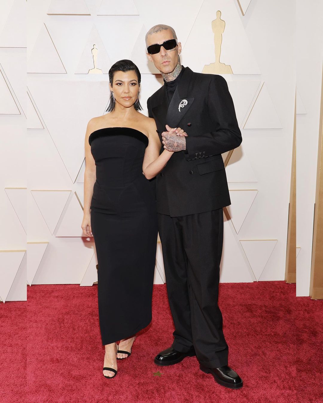 Kourtney Kardashian and Travis Barker looked chic in their all-black outfits
