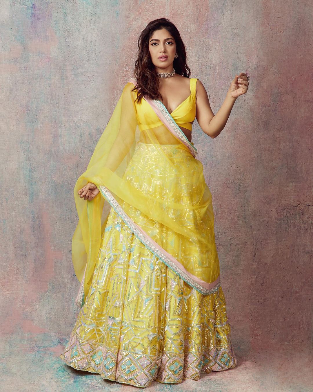Bhumi Pednekar looks stunning in the yellow lehenga