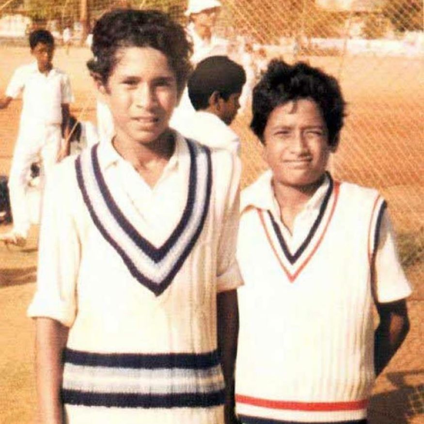Sachin Tendulkar with his childhood friend Atul Ranade