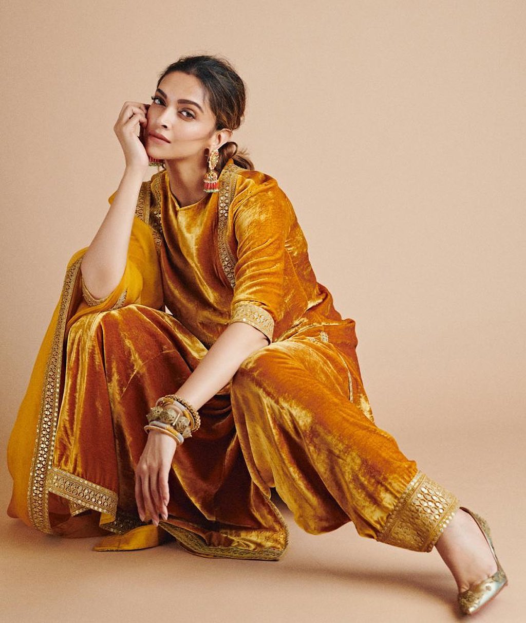 Deepika Padukone defines elegance in the mustard yellow suede suit
