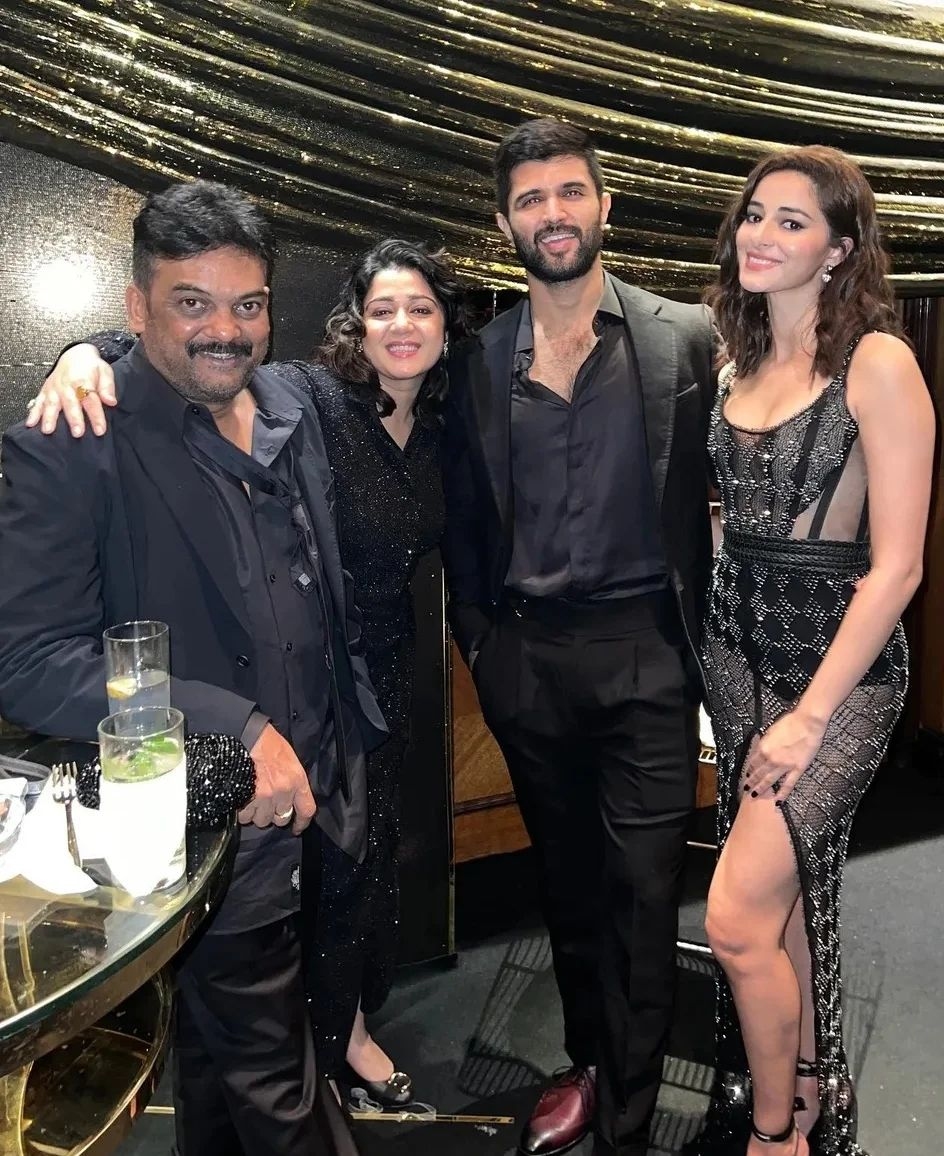 Posing with his co-star from Liger Ananya Panday, Deverakonda is seen here enjoying the birthday party
