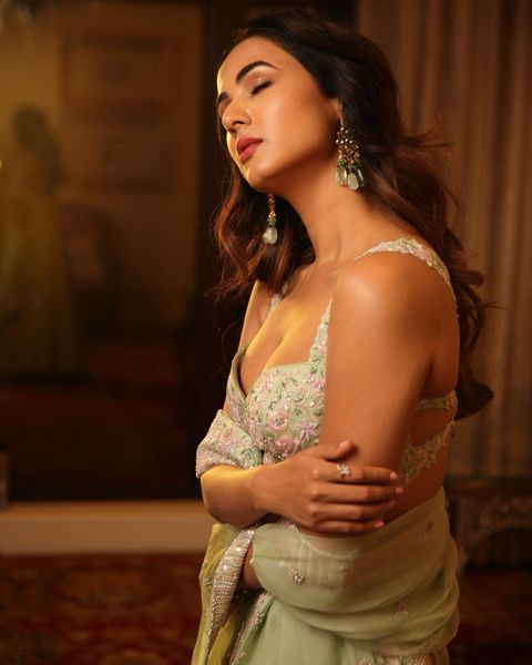 Sonal Chauhan looks stunning in the cleavage-baring choli