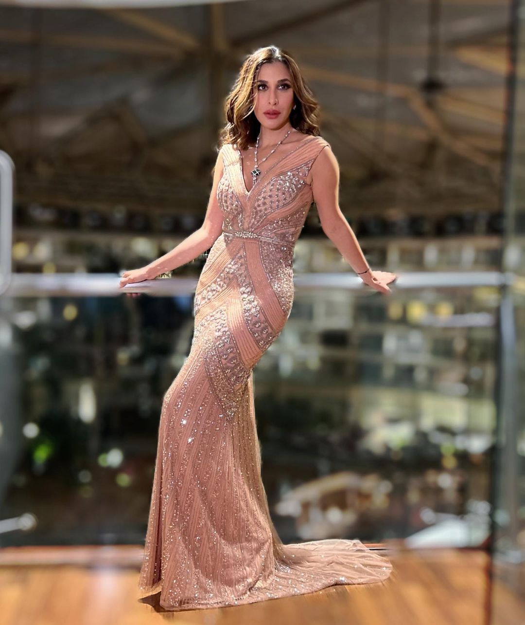 Sophie Choudry paints an elegant picture in the nude gown