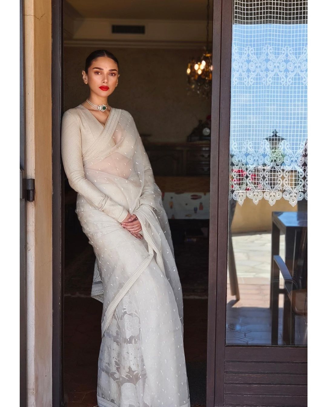 Aditi Rao Hydari spells elegance in a white Sabysachi saree