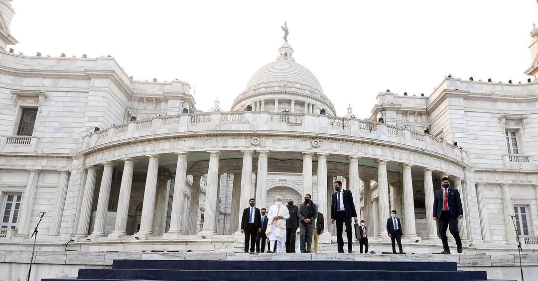 PM Modi at Victoria Memorial in Kolkata to mark Parakram Divas in January 2021