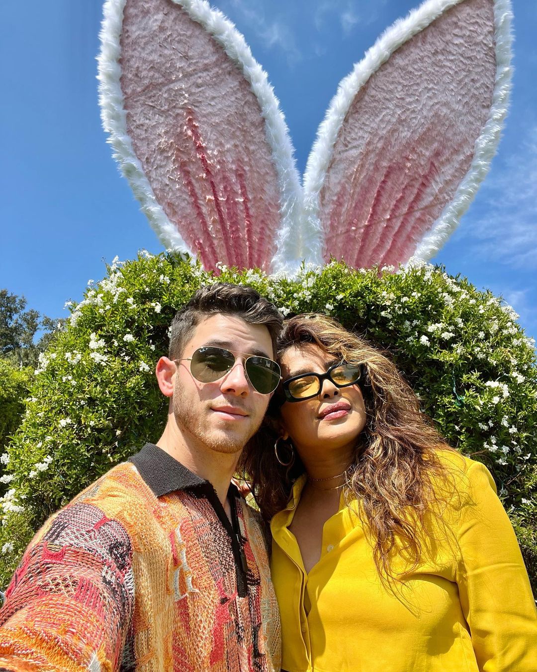 Priyanka Chopra and Nick Jonas pose for a picture on Easter.
