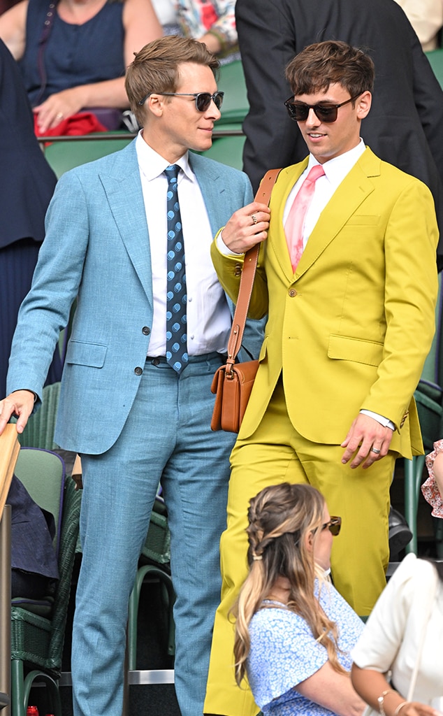 Dustin Lance Black & Tom DaleyCourt chic! The couple wear stylish summer suits at Wimbledon in London, England.