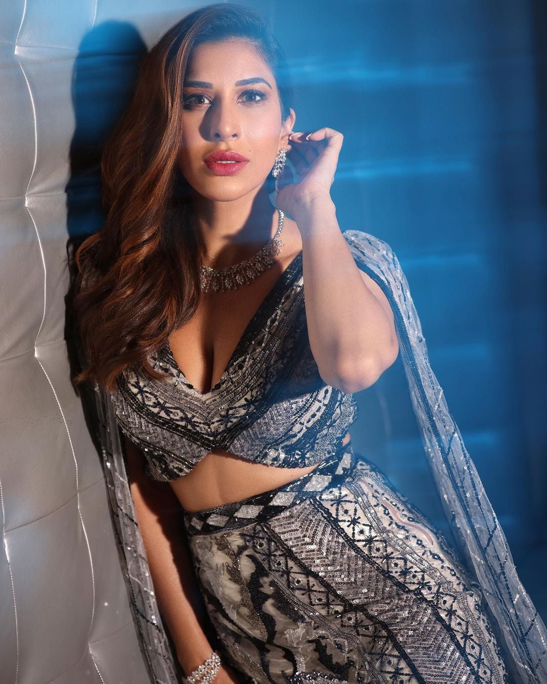 Sophie Choudry is amping up the glam quotient in a black and grey lehenga