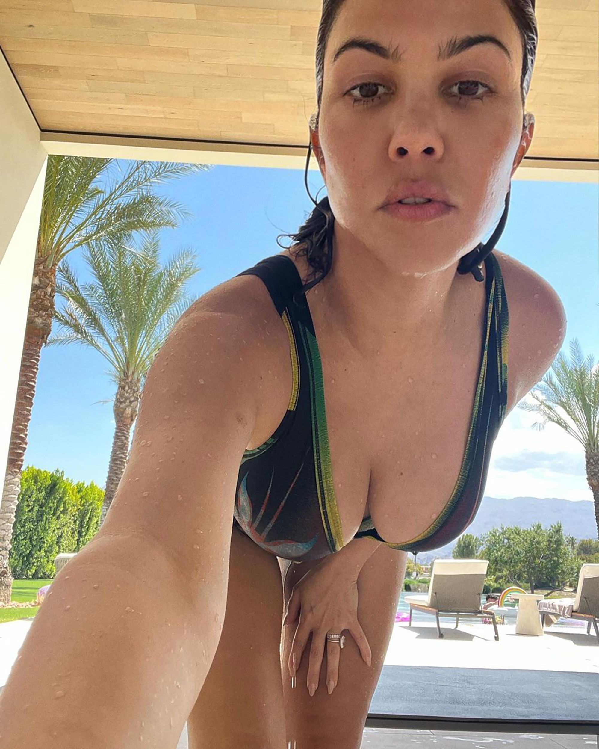 Kourtney Kardashian leans into vacation with a racy selfie.