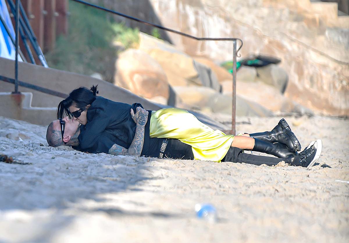 Travis Barker and Kourtney Kardashian kissed on the beach in Montecito, California
