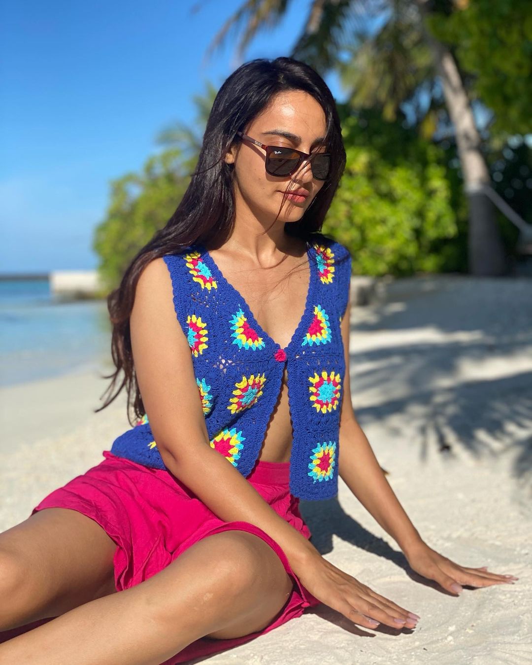 Surbhi Jyoti looks pretty in the crochet top and pink shorts