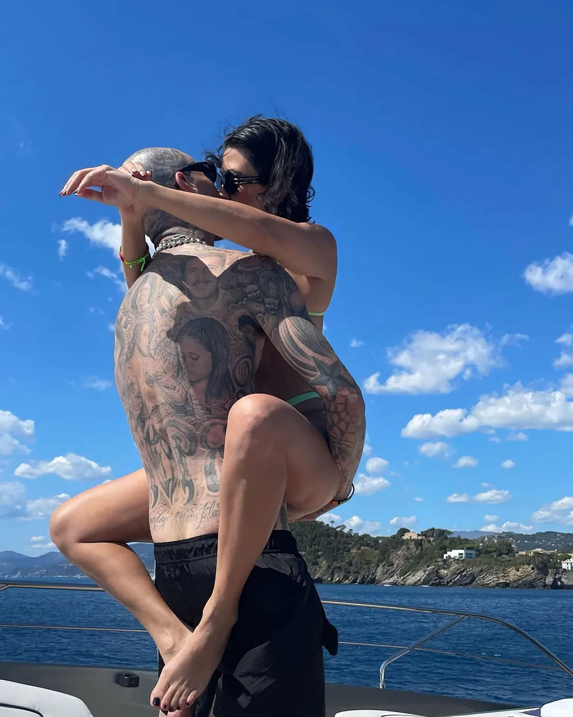 Kourtney Kardashian mounts her husband, Travis Barker, in the Italian Riviera