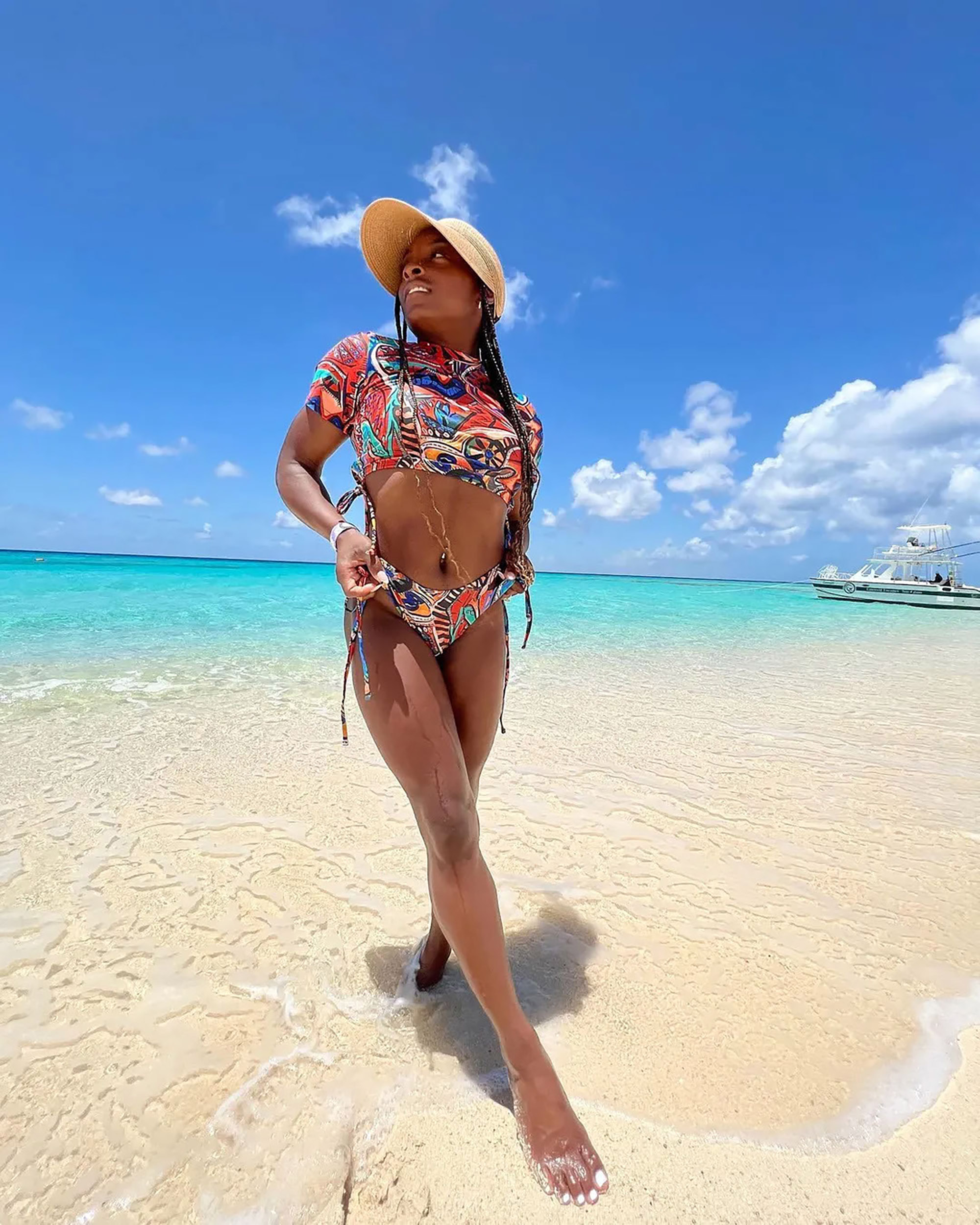 Simone Biles enjoys a beach on Turks & Caicos.