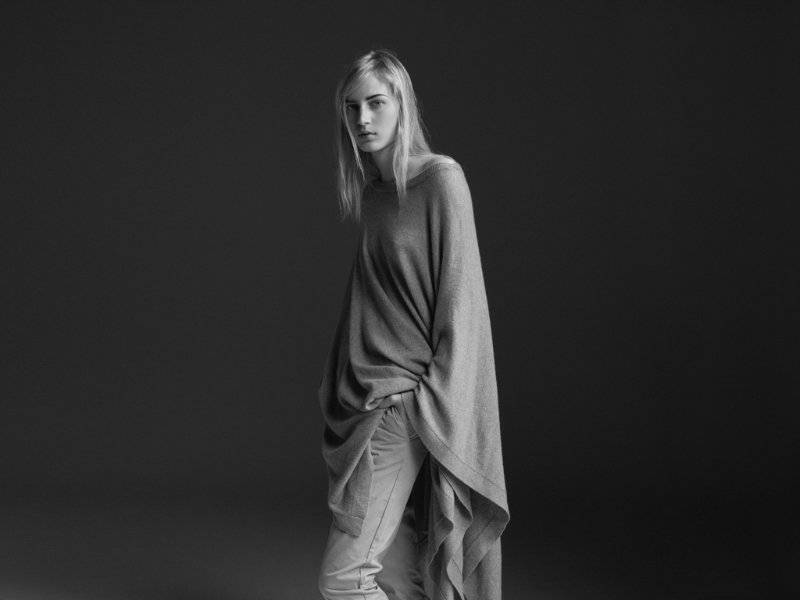 A Marvelous Grayscale Shot Of Julia Nobis As She Modeled On A Black Background