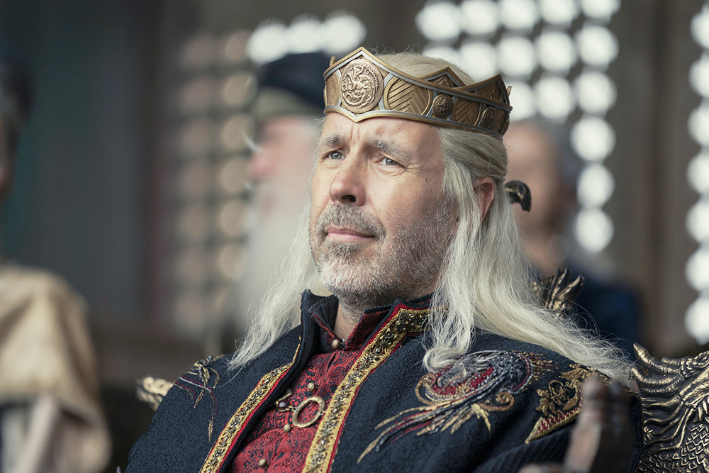 Paddy Considine plays King Viserys I Targaryen. King Viserys sits on the Iron Throne when the show begins.