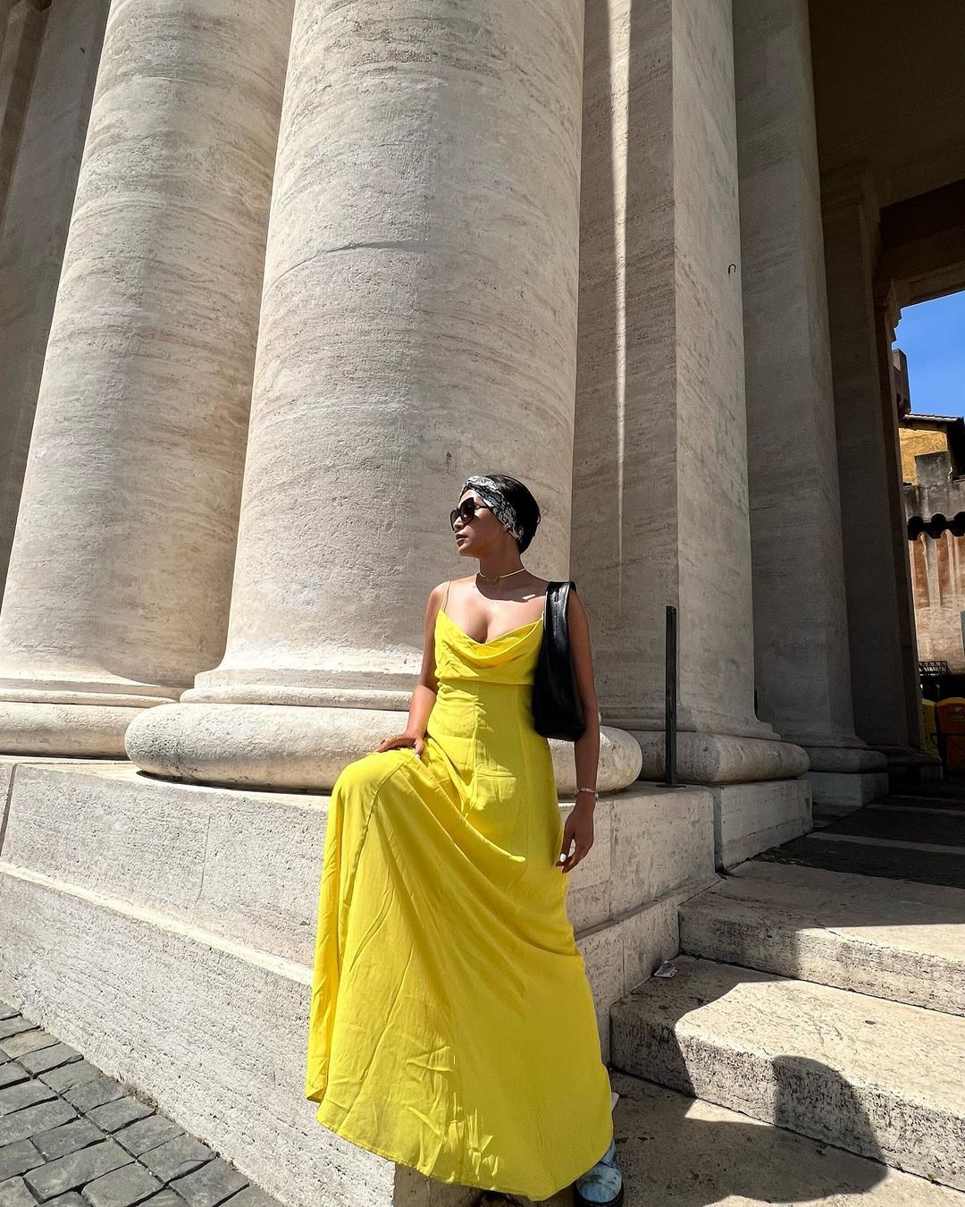 Sayani Gupta looks sassy in the plain yellow cotton dress