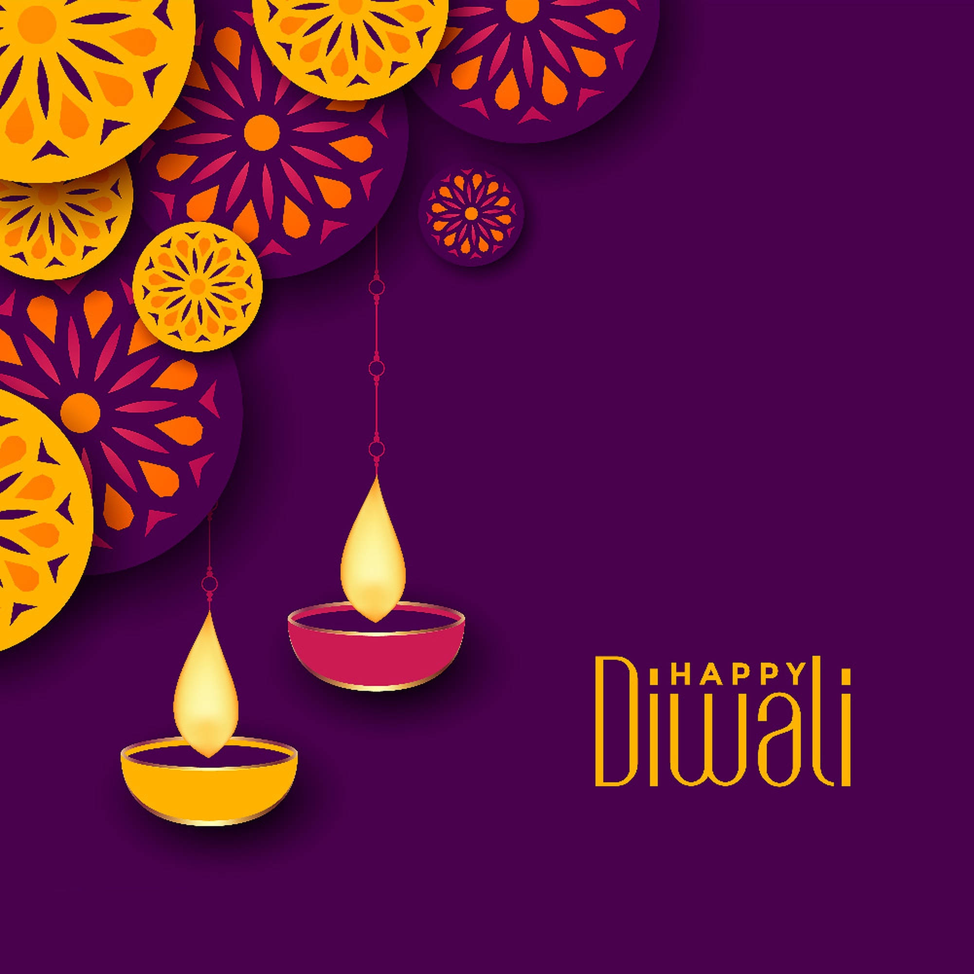 A Great Piece Of Vector Art Featuring Two Diyas And The Words 