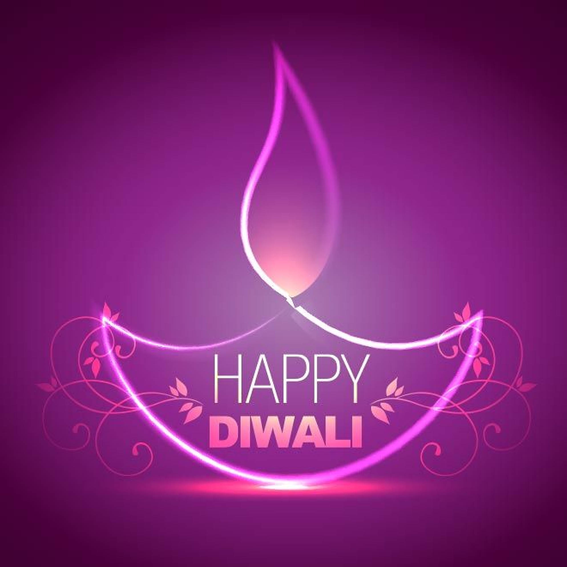 Beautiful Banner Of A Neon Pink Diya For Celebration Of Diwali Set On A Purple Background