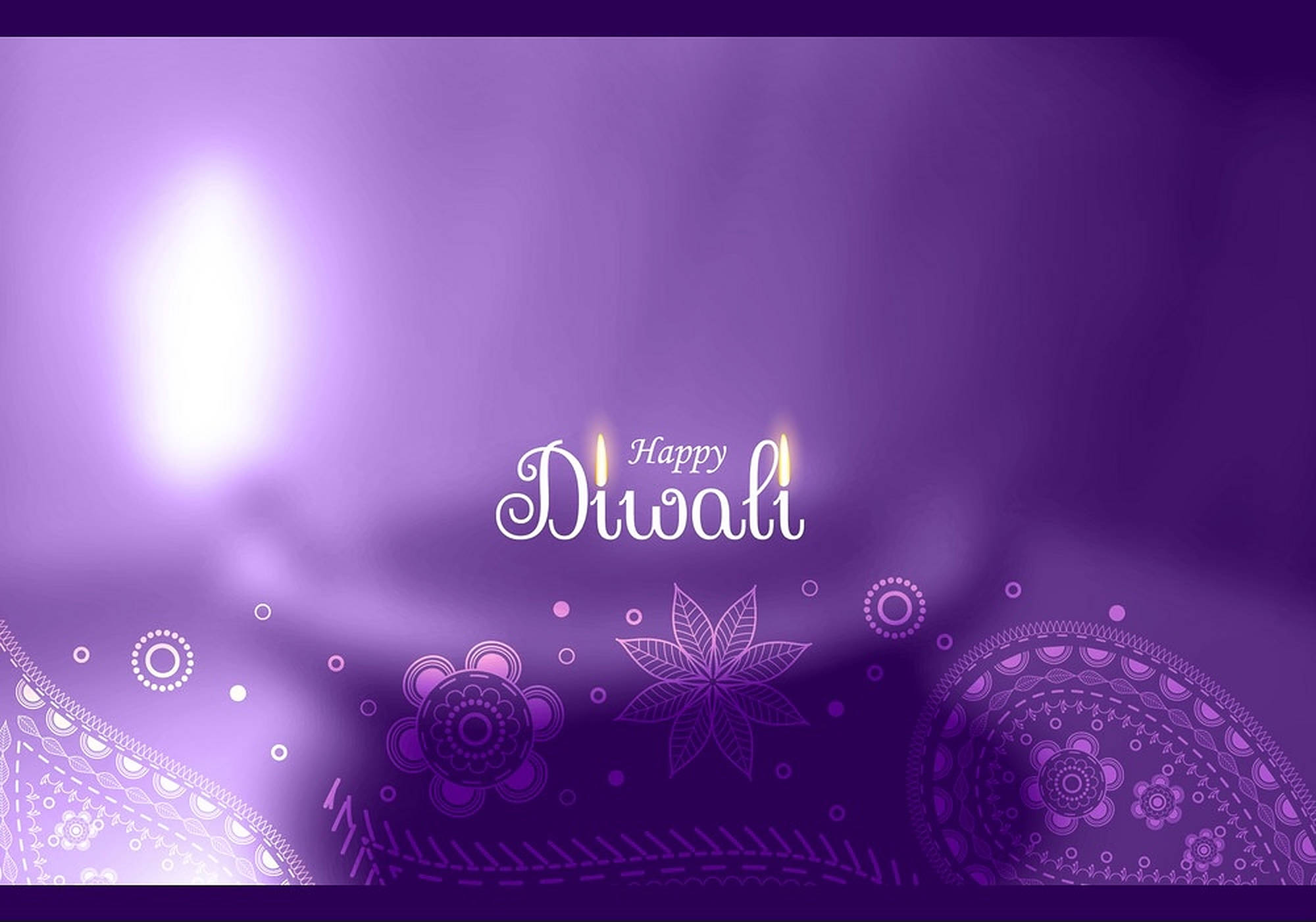 Fantastic Poster With The Word â€œdiwaliâ€ On A Purple Backdrop With White Distinctive Floral Patterns Below.