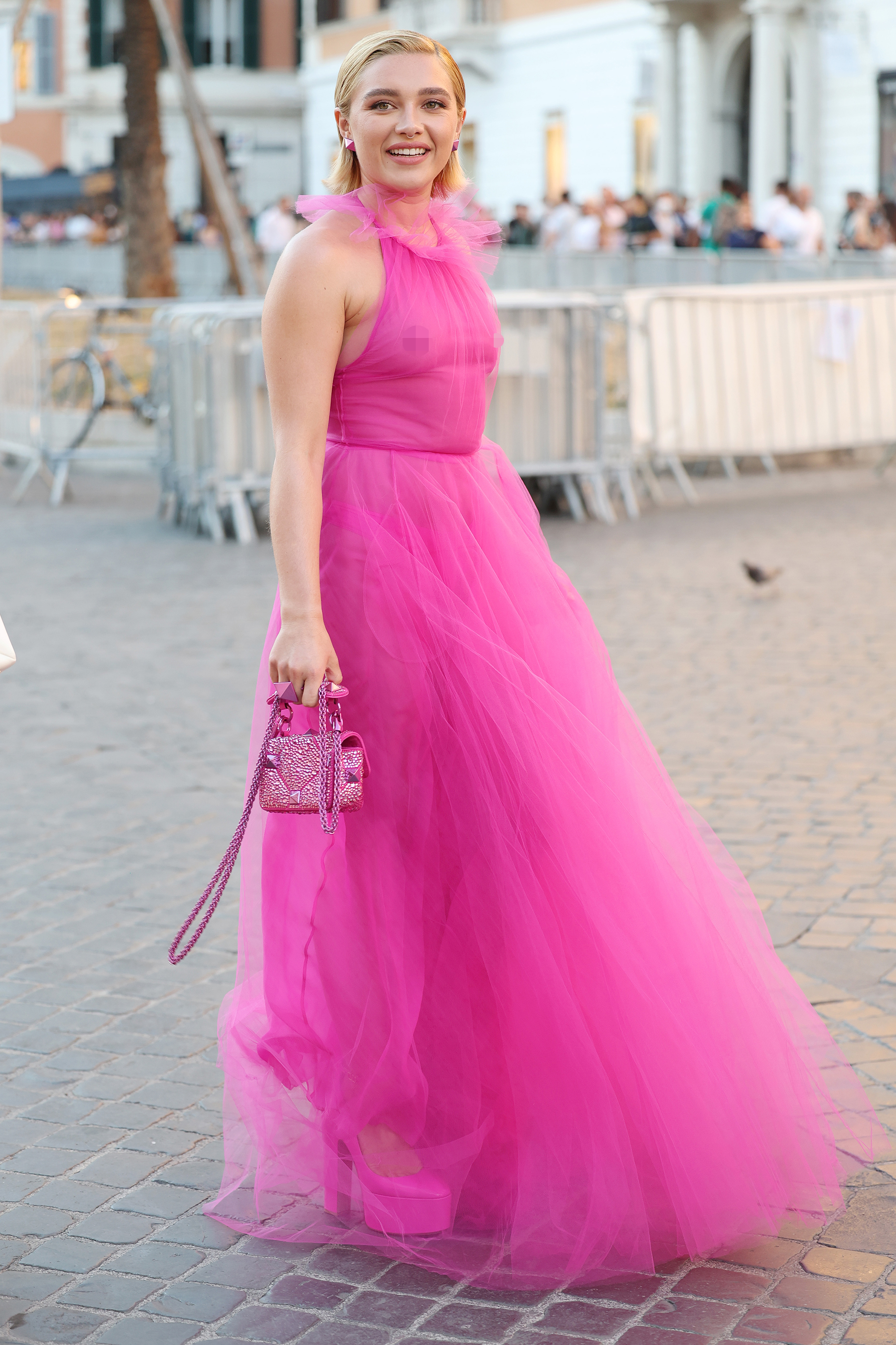 Florence Pugh sparked discussion with her pink Valentino look in July