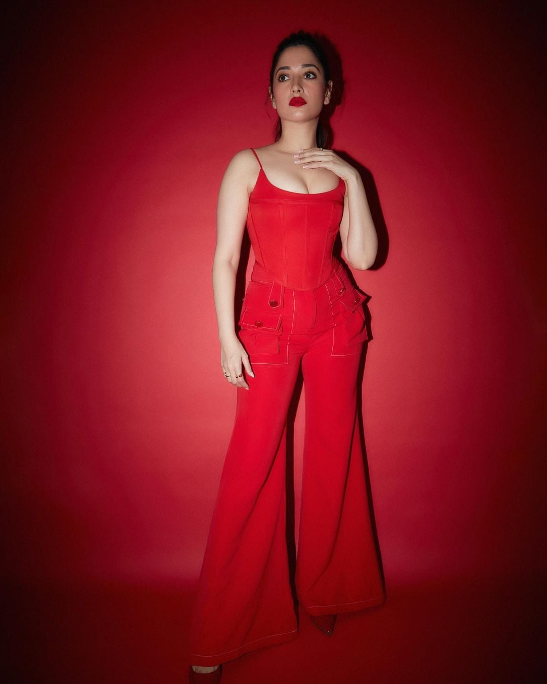 Tamannaah Bhatia looks uber chic in the all-red outfit