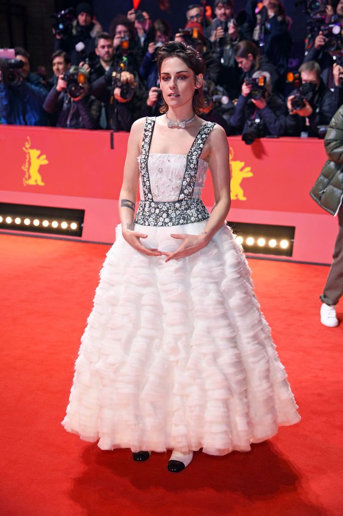 Kristen Stewart Looked Like a Doll in a White Ruffled Chanel Gown in Berlin