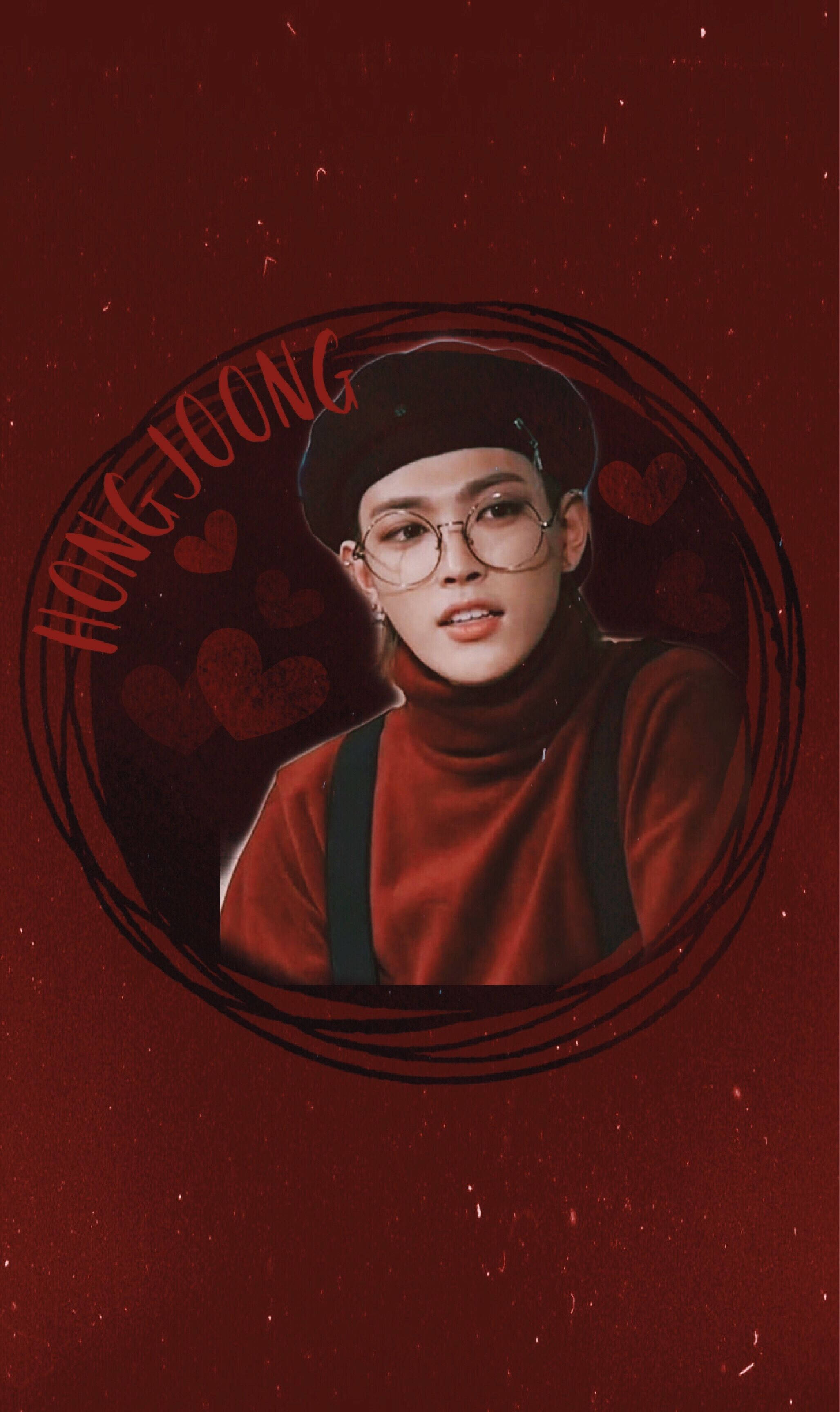 Good-looking Aesthetic Profile Picture Of South Korean Pop Music Artist Hong Joong With Heart Drawing Design On A Red Background