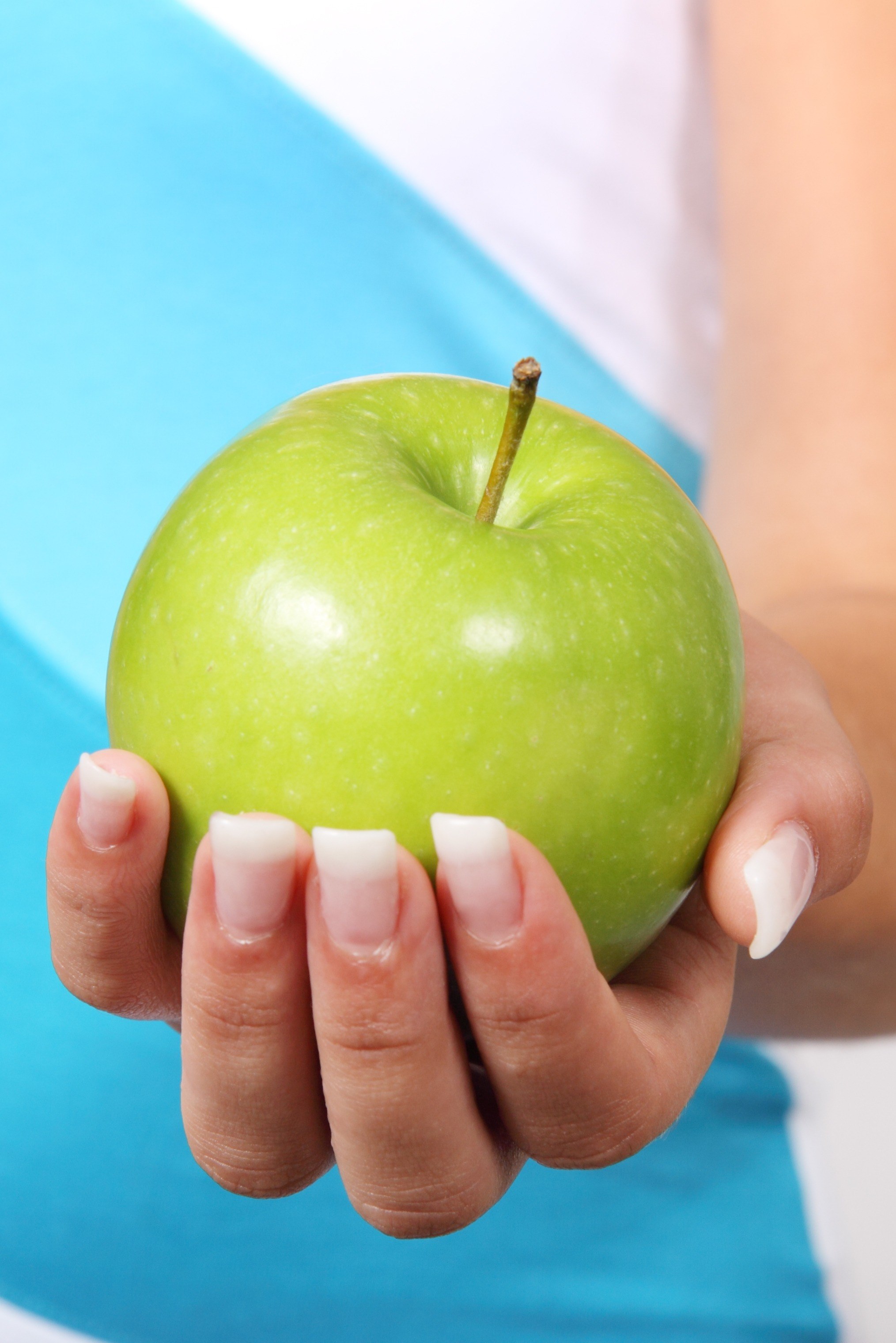 apple diet finger food fruit green hand healthy 4k wallpaper