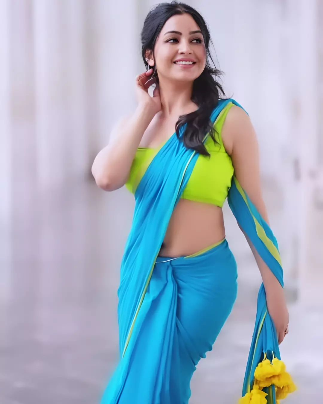 Shubhangi Atre looks stunning in a blue saree