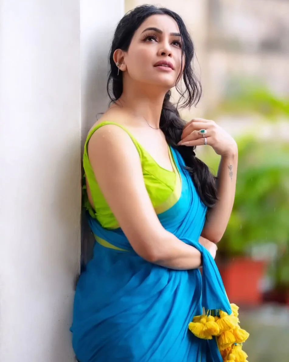 Shubhangi Atre poses in a hot blue saree.