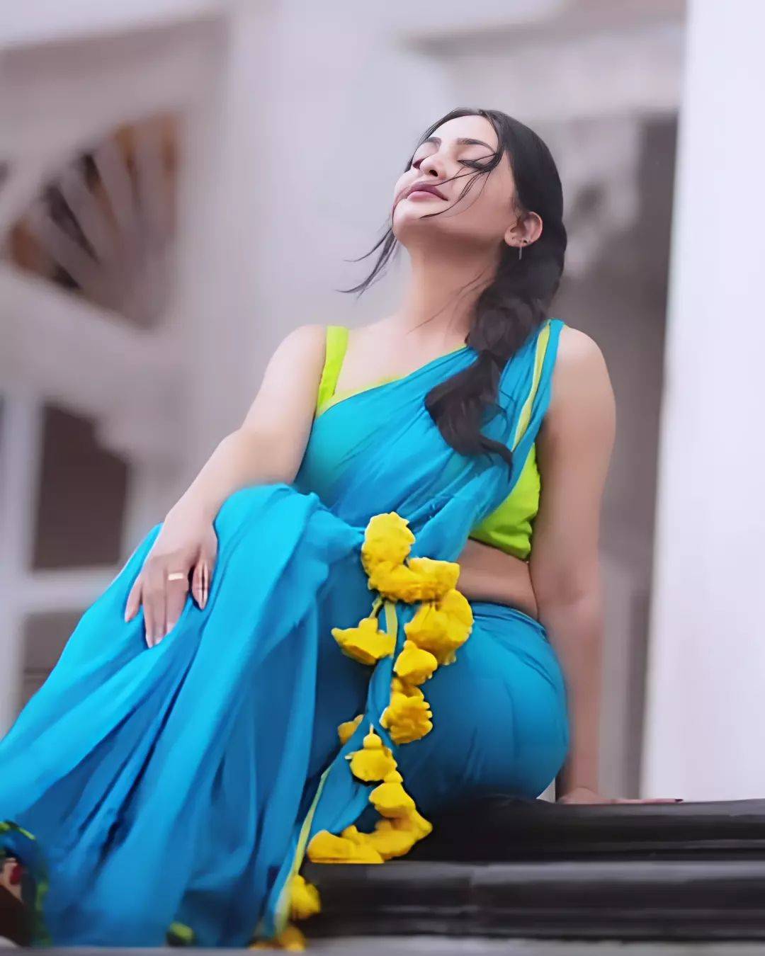 Shubhangi Atre sizzles in a blue saree.