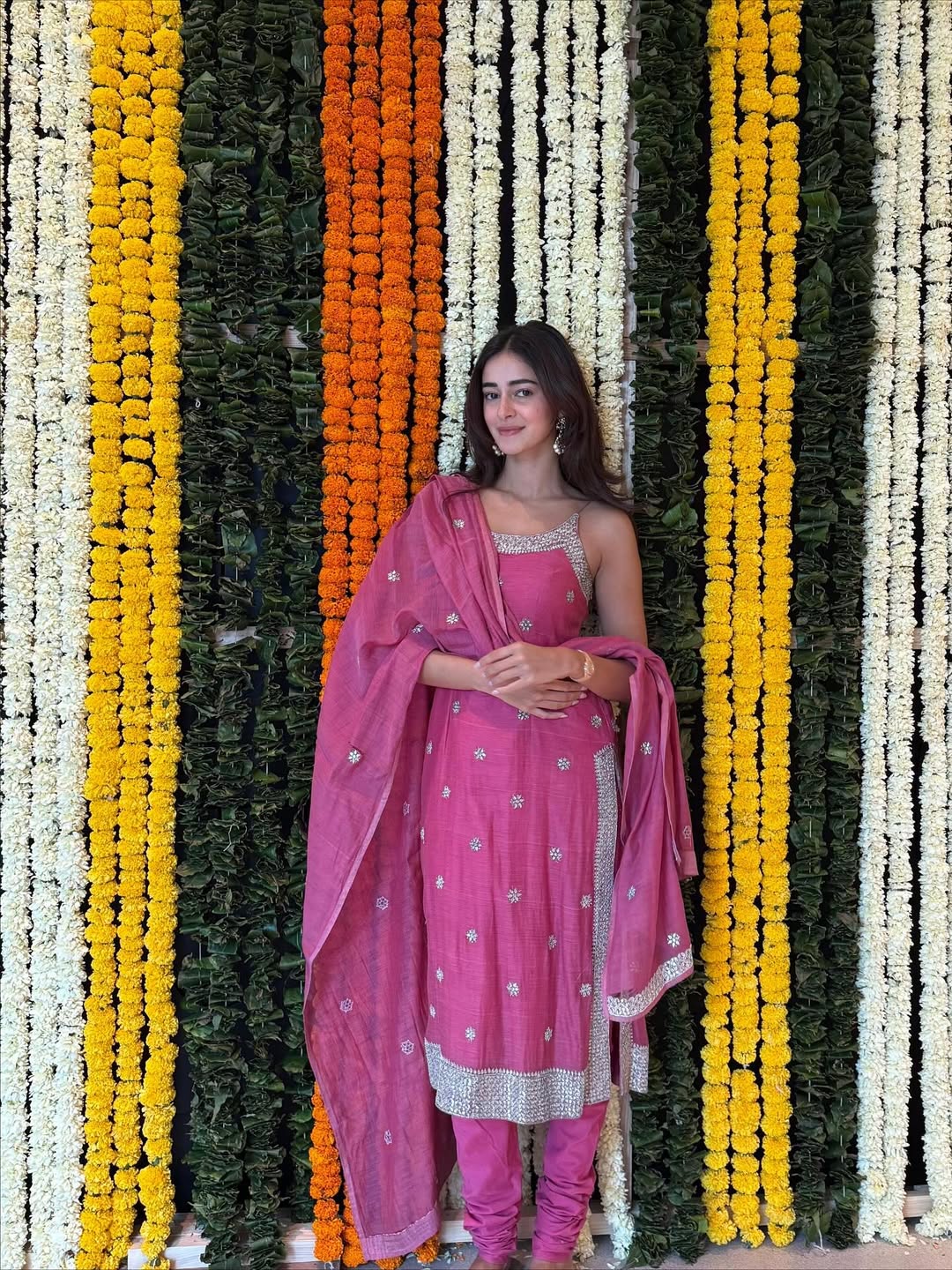 Ananya Panday: The young actor kept it simple in a sleeveless vintage pink suit from her mother's collection