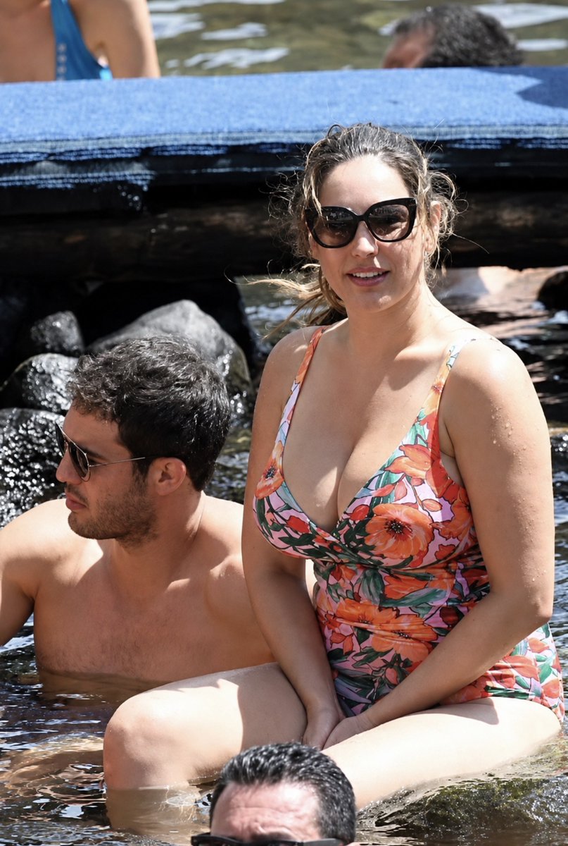 Kelly Brook and Jeremy Parisi cool off in the water, enjoying a laid-back moment together on their getaway.