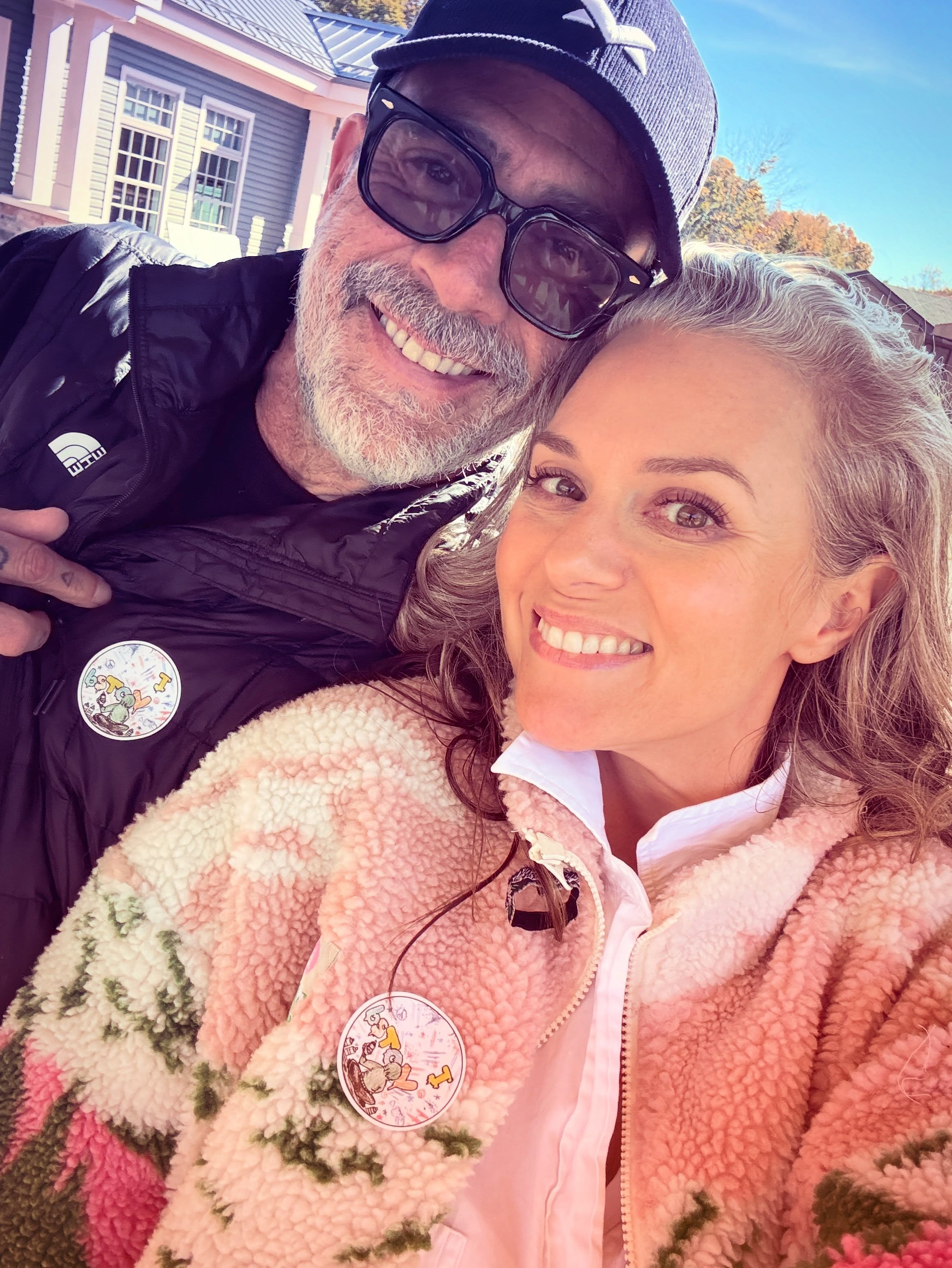 Hilarie Burton and Jeffrey Dean Morgan show off their vote stickers